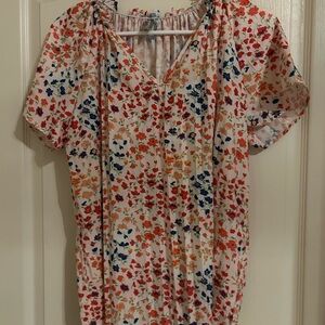 Floral Print V-Neck Women's Top